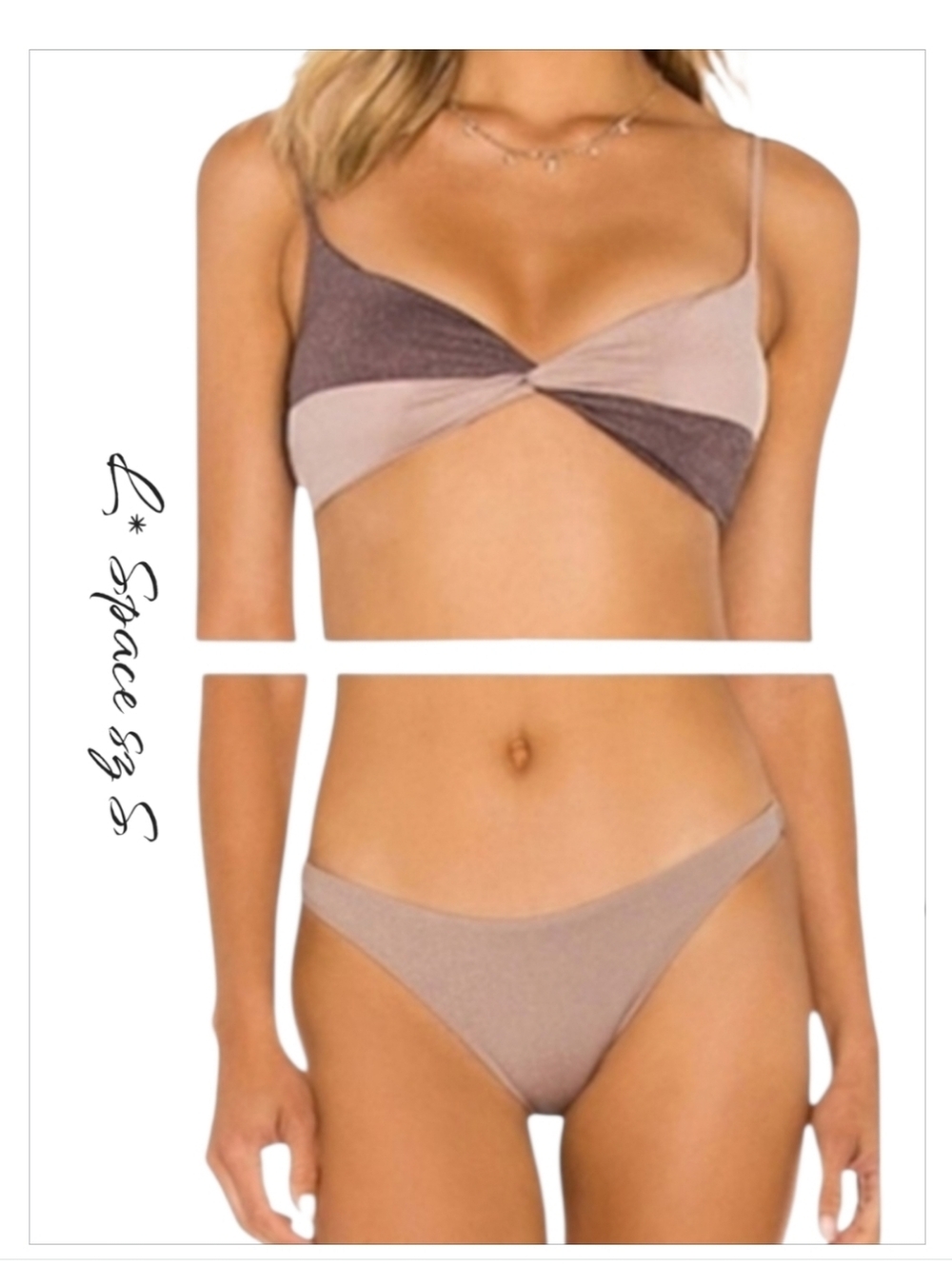 L* Space Ringo & Nancy Lee Shimmer Bikini Set Metallic Colorblock Size S
